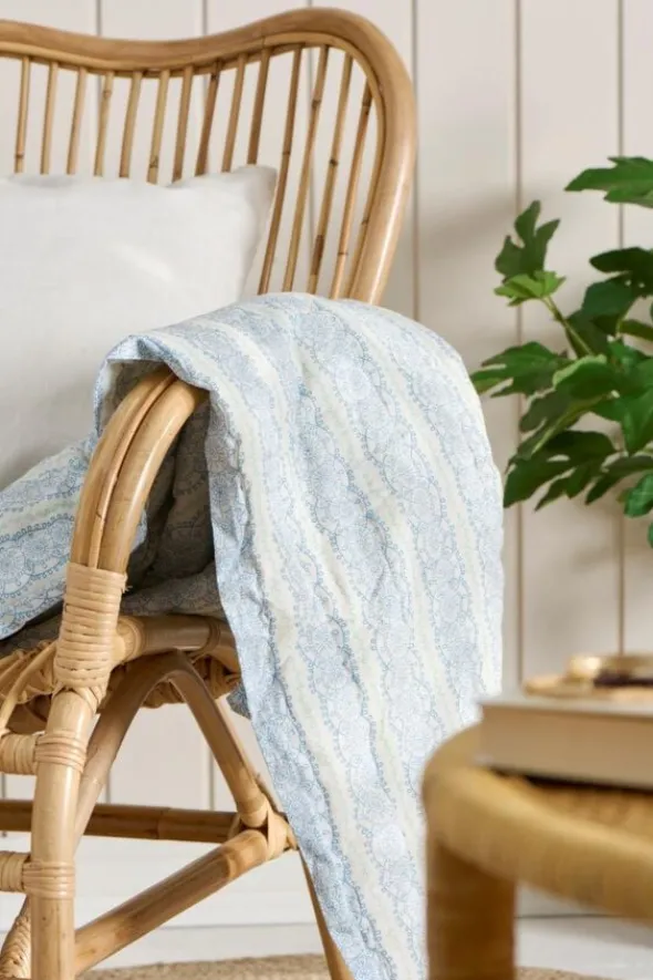 Quilt Anne blåt cirkelmønster og grønne blade