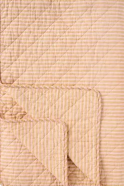 Quilt m/mustard og lyserøde smalle striber
