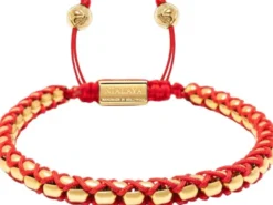 Red String Box Chain Bracelet in Gold