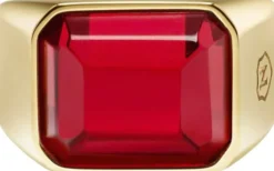 Red Zircon Signet Ring in Gold
