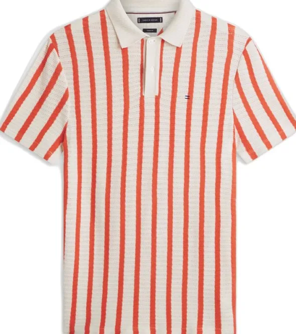Relaxed Fit Open Knit Polo Shirt
