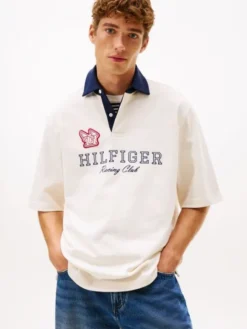 Relaxed Logo Embroidery Rugby Polo Shirt