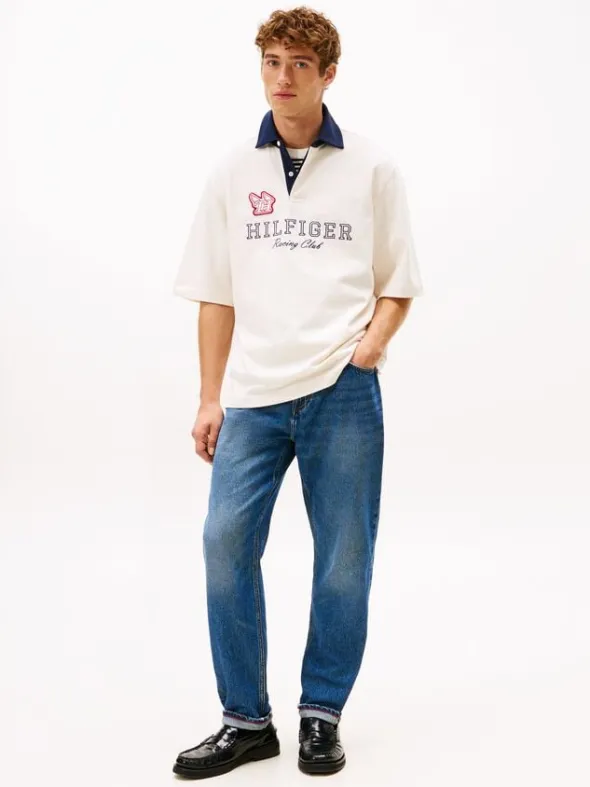 Relaxed Logo Embroidery Rugby Polo Shirt