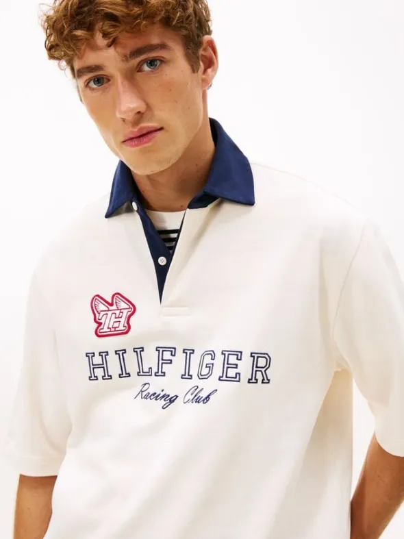 Relaxed Logo Embroidery Rugby Polo Shirt
