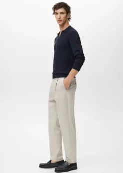 Ribbed knitted polo sweater