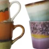 70s ceramics espresso mugs retro set of 4