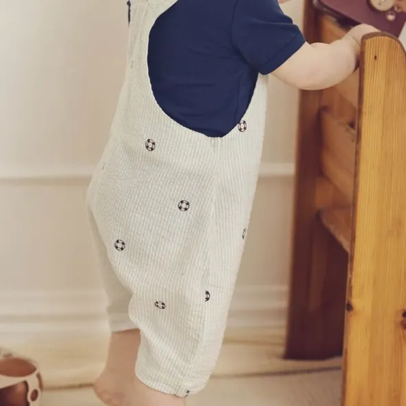 Seersucker stripe overalls baby
