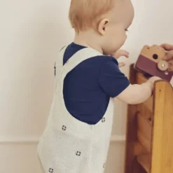 Seersucker stripe overalls baby