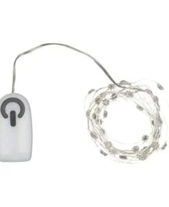 Silke miniblomst lyskæde 40L m/ timer, Klar/sølv