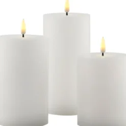 Sille Genopladelig 3 stk sæt, Ø7,5xH10/12,5/15cm, Hvid