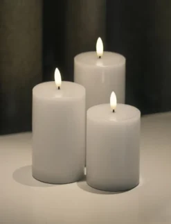 Sille Genopladelig 3 stk sæt, Ø7,5xH10/12,5/15cm, Hvid