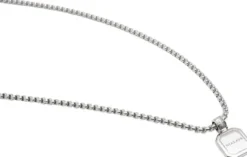 Silver Necklace with Square Turquoise Pendant