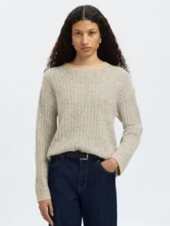 SLFALVA LS KNIT STRIPE O-NECK