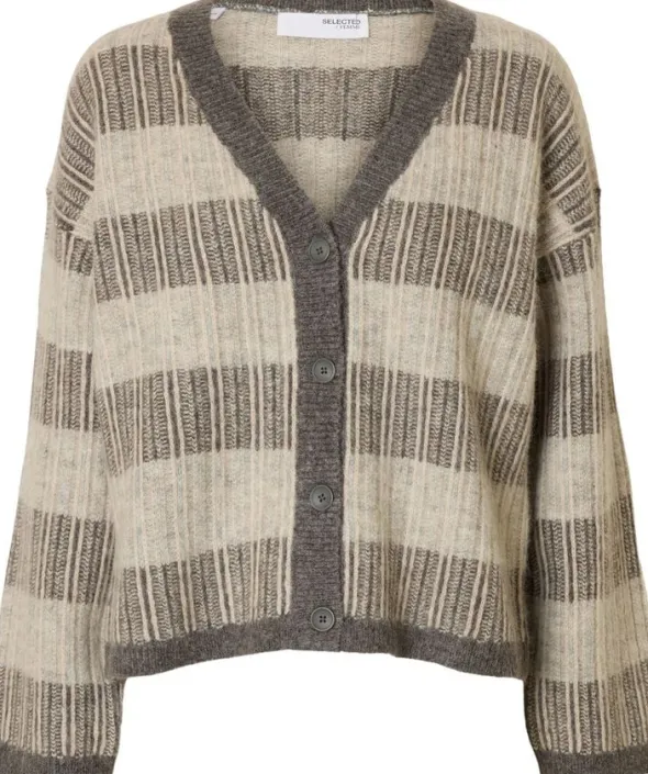 SLFALVA LS KNIT STRIPE V-CARDIGAN