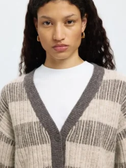 SLFALVA LS KNIT STRIPE V-CARDIGAN