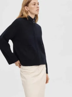 SLFSIA RAS LS ALPACA BLEND KNIT ZIPPER CARDIGAN