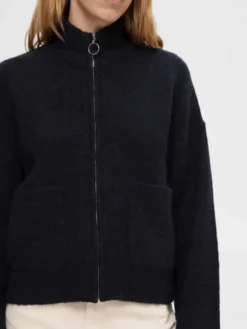 SLFSIA RAS LS ALPACA BLEND KNIT ZIPPER CARDIGAN