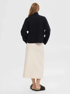 SLFSIA RAS LS ALPACA BLEND KNIT ZIPPER CARDIGAN
