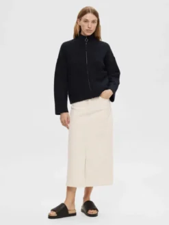 SLFSIA RAS LS ALPACA BLEND KNIT ZIPPER CARDIGAN