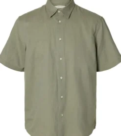 SLHREGCLAY LINENBLEND SS SHIRT CLA