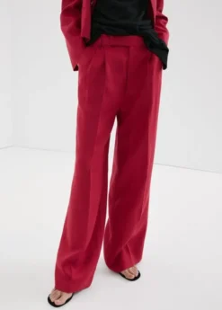 Straight linen-blend trousers