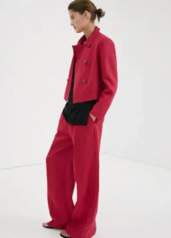 Straight linen-blend trousers