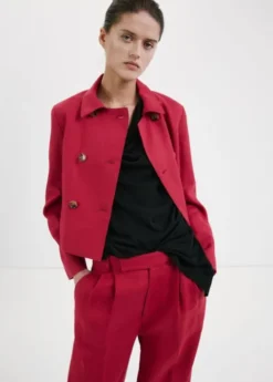 Straight linen-blend trousers