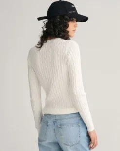 STRETCH COTTON CABLE C-NECK