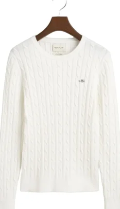 STRETCH COTTON CABLE C-NECK