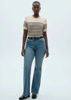 Striped short-sleeved sweater