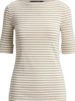 Striped Stretch Cotton Boatneck