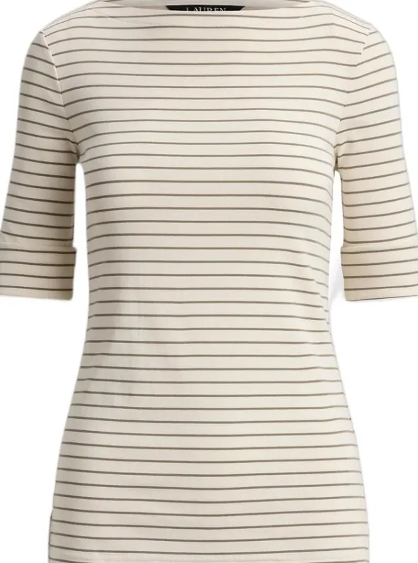Striped Stretch Cotton Boatneck