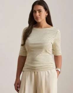 Striped Stretch Cotton Boatneck