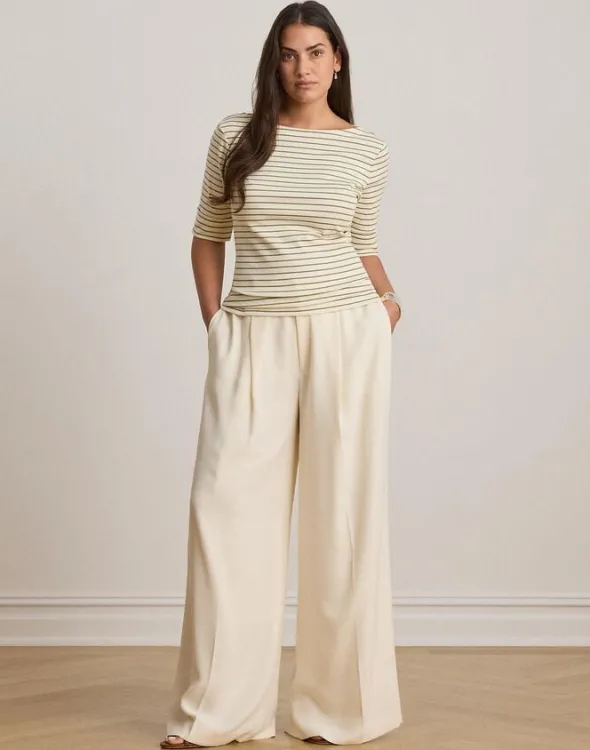 Striped Stretch Cotton Boatneck