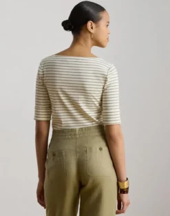 Striped Stretch Cotton Boatneck