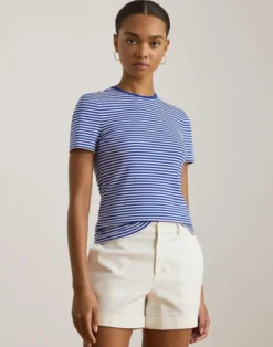 Striped Stretch Cotton Crewneck Tee