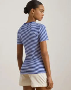 Striped Stretch Cotton Crewneck Tee