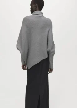 Sweater with asymmetrical roll neck