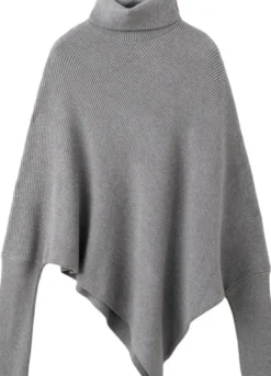 Sweater with asymmetrical roll neck
