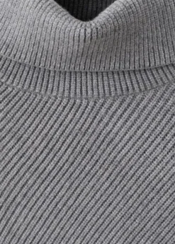 Sweater with asymmetrical roll neck