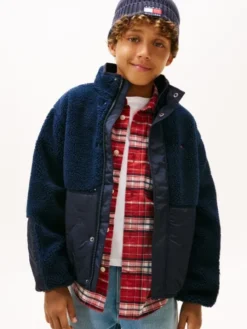 Teddy Fleece Quilted Relaxed Bomber Jacket