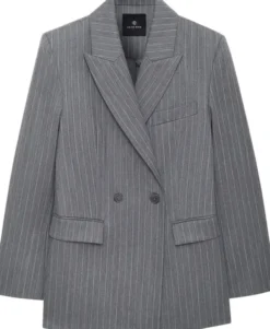 TIPHAINE BLAZER - LIGHT GREY PINSTRIPE