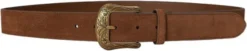 Tooled-Buckle Suede Belt
