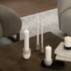 Travertine Candleholder mini taper, M, Desert beige, 2-pack,