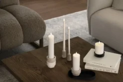 Travertine Candleholder mini taper, M, Desert beige, 2-pack,