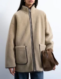 TSARIA HIGH NECK TEDDY JACKET