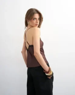 TSNAOMI LACE TRIM SATIN CAMI TOP WV