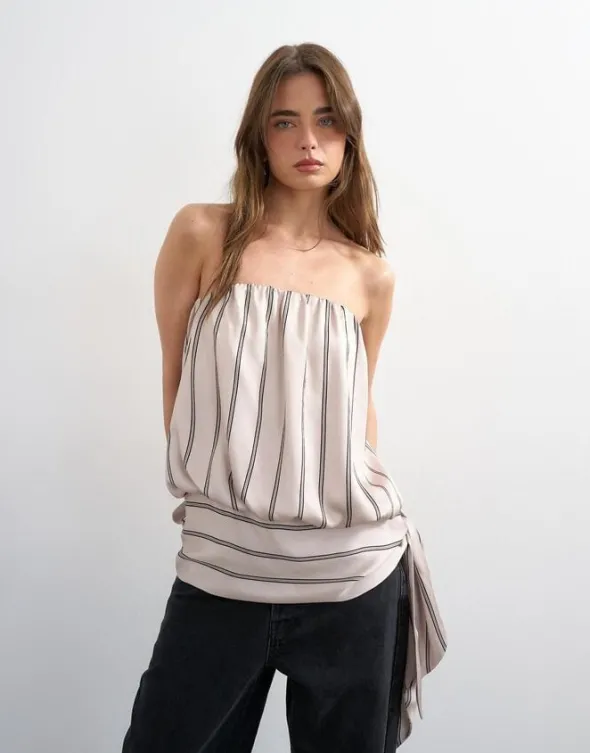 TSNICOLE BANDEAU BUBBLE STRIPE TOP