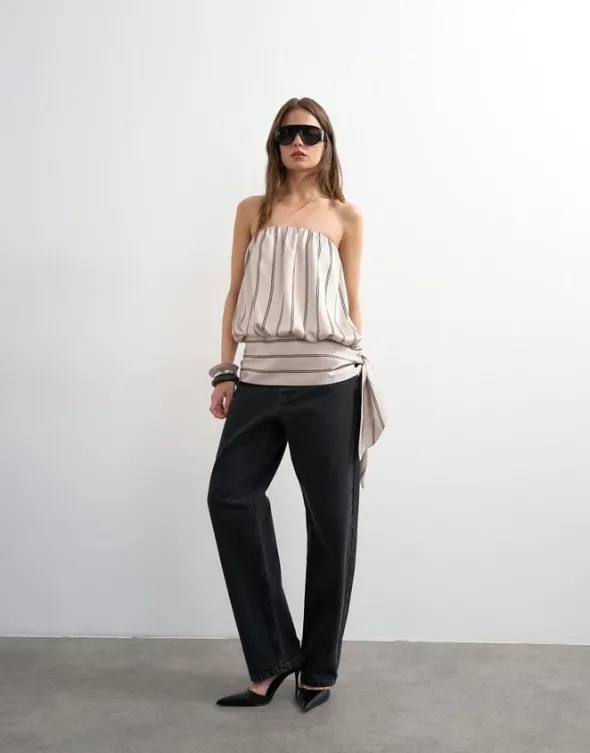 TSNICOLE BANDEAU BUBBLE STRIPE TOP