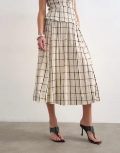 TSSALLY LW ANKLE SKIRT WVN WH